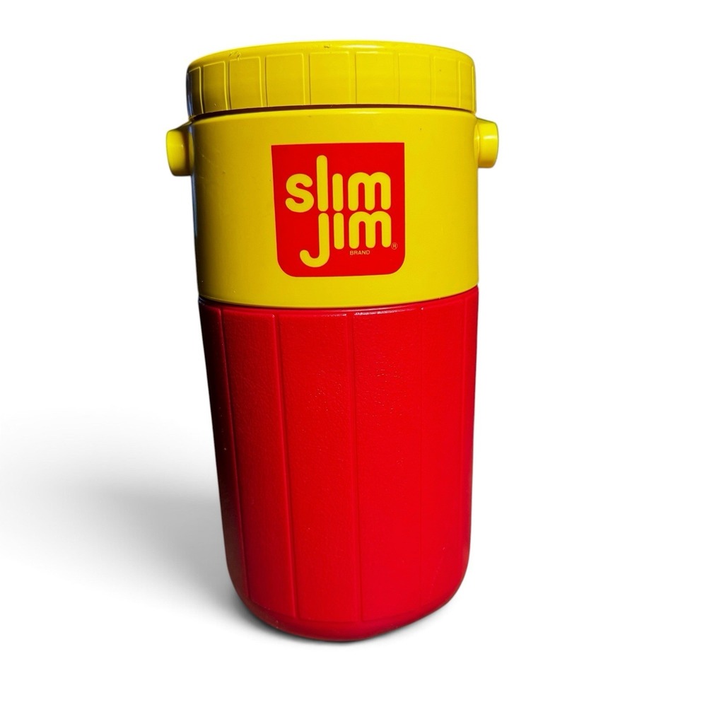 Vintage Slim Jim Coleman NASCAR Cooler Thermos Red Yellow Racing Advertising